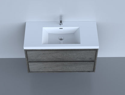 Sage 42" Wall Mounted Bathroom Vanity with Reinforced Acrylic Integrated Sink Top