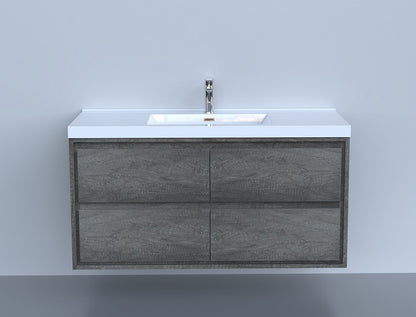 Sage 48" Wall Mounted Bathroom Vanity with Reinforced Acrylic Integrated Sink Top