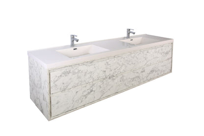 Sage 72" Wall Mounted Bathroom Vanity with Reinforced Acrylic Integrated Sink Top