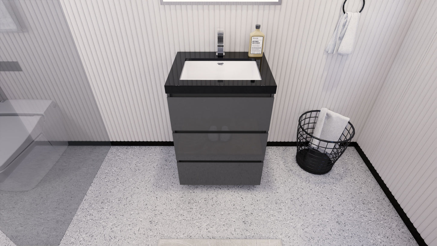 Stanley 24" Freestanding Bathroom Vanity with Reinforced Acrylic Integrated Sink Top