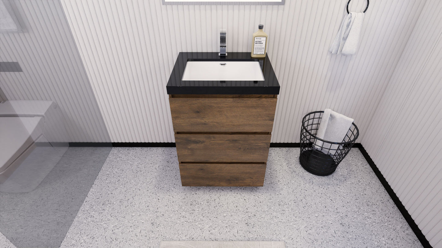 Stanley 24" Freestanding Bathroom Vanity with Reinforced Acrylic Integrated Sink Top