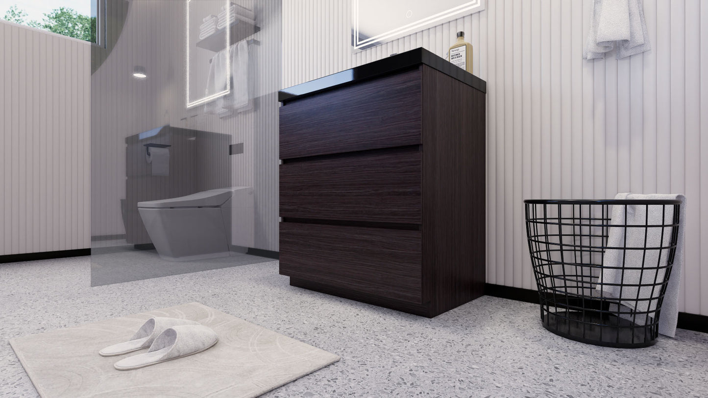 Stanley 30" Freestanding Bathroom Vanity with Reinforced Acrylic Integrated Sink Top