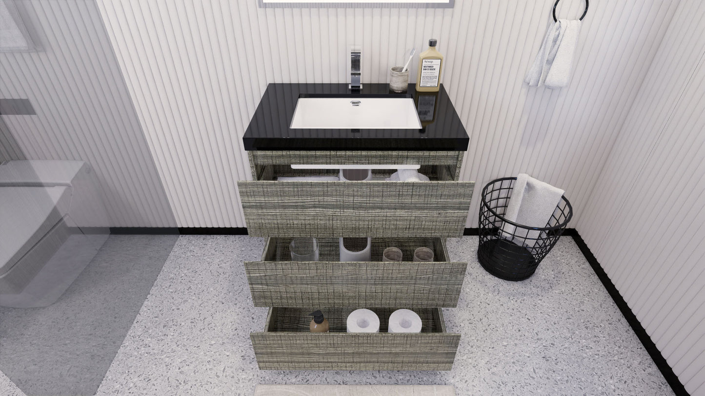 Stanley 30" Freestanding Bathroom Vanity with Reinforced Acrylic Integrated Sink Top