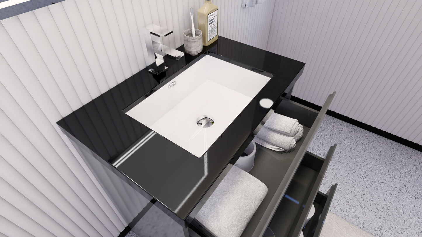 Stanley 30" Freestanding Bathroom Vanity with Reinforced Acrylic Integrated Sink Top