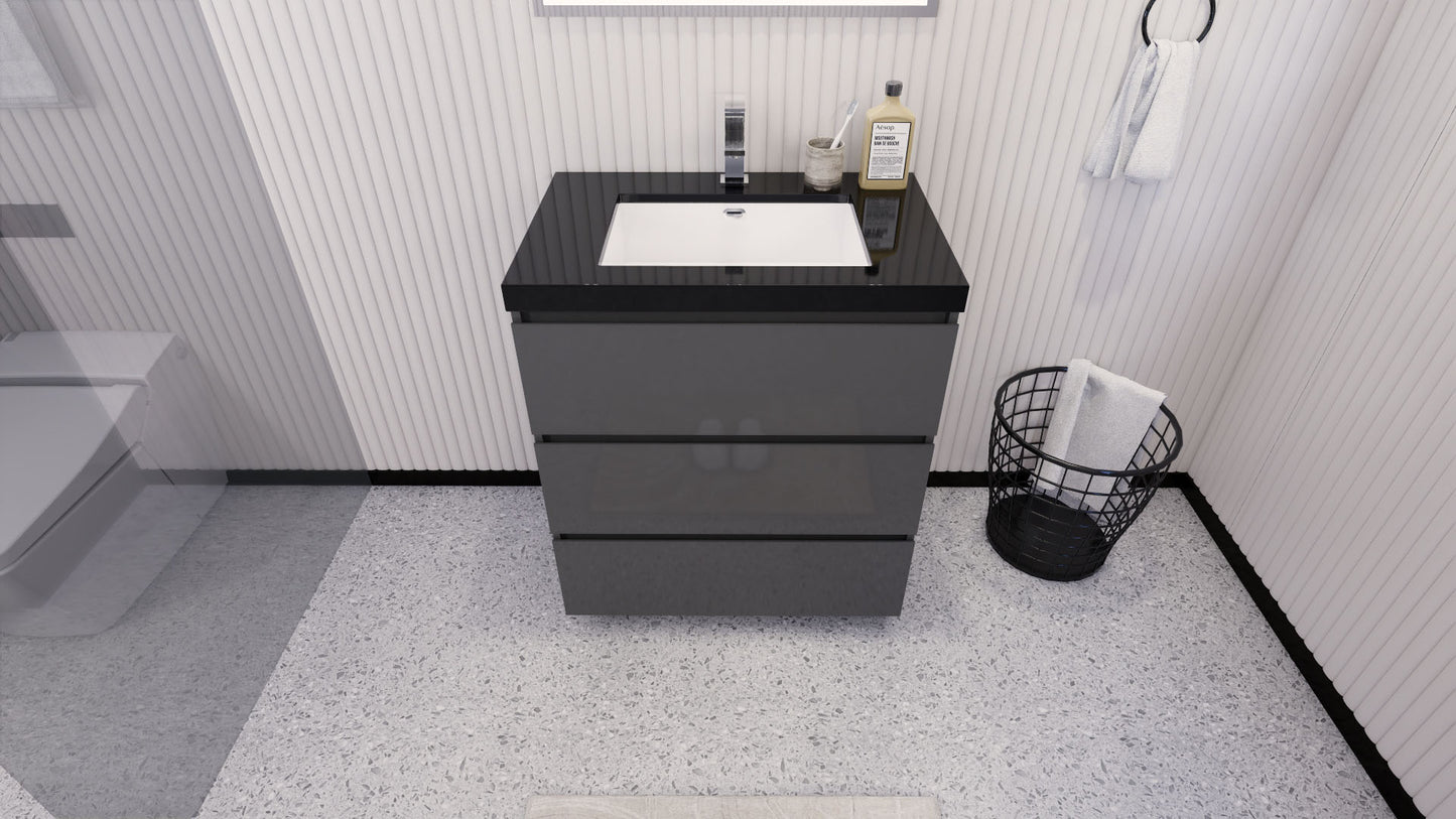 Stanley 30" Freestanding Bathroom Vanity with Reinforced Acrylic Integrated Sink Top