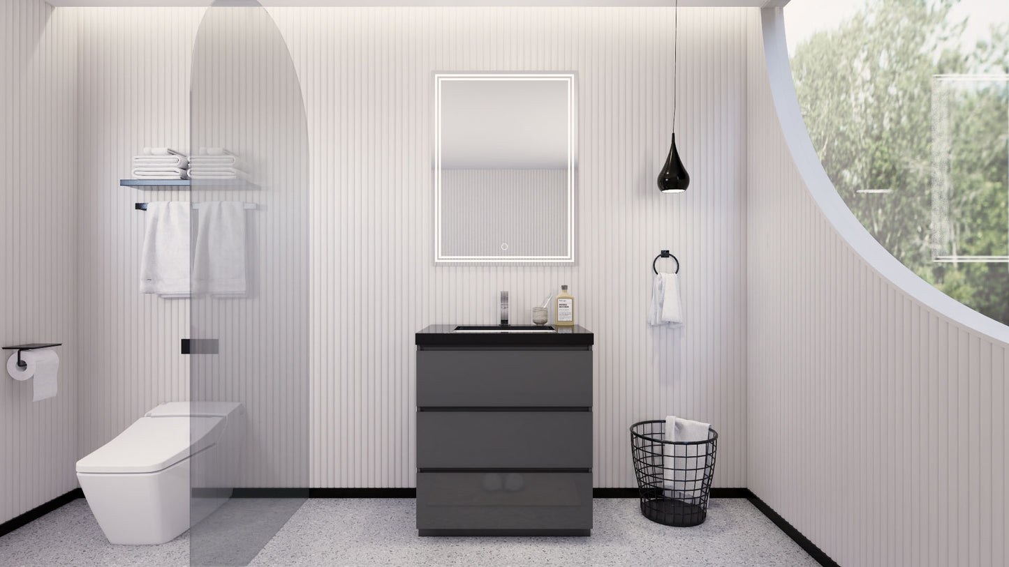 Stanley 30" Freestanding Bathroom Vanity with Reinforced Acrylic Integrated Sink Top