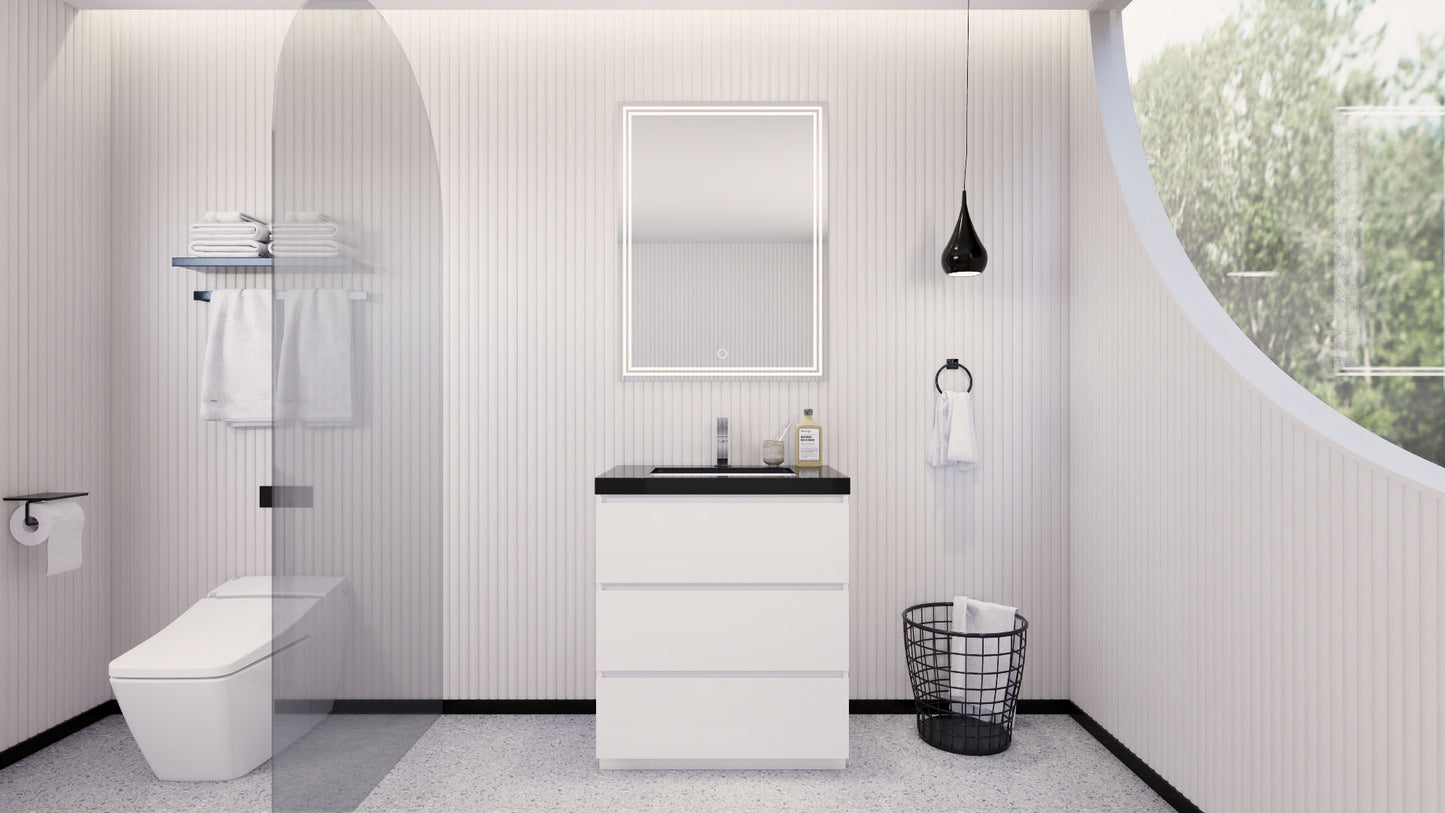 Stanley 30" Freestanding Bathroom Vanity with Reinforced Acrylic Integrated Sink Top