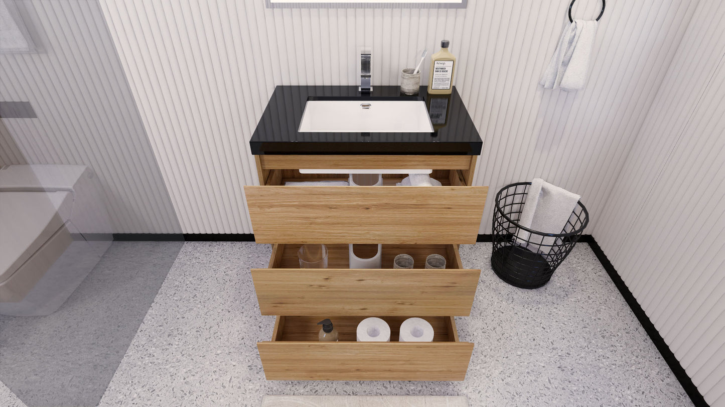 Stanley 30" Freestanding Bathroom Vanity with Reinforced Acrylic Integrated Sink Top
