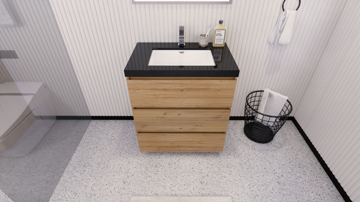 Stanley 30" Freestanding Bathroom Vanity with Reinforced Acrylic Integrated Sink Top