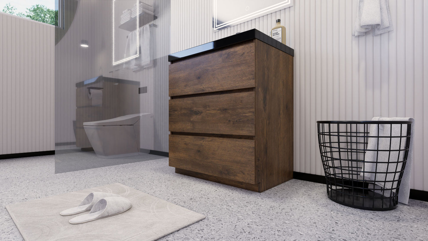 Stanley 30" Freestanding Bathroom Vanity with Reinforced Acrylic Integrated Sink Top