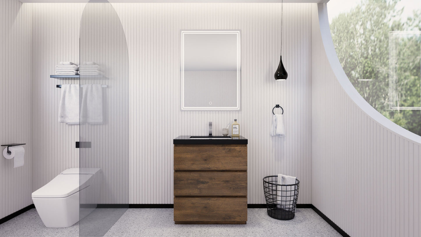 Stanley 30" Freestanding Bathroom Vanity with Reinforced Acrylic Integrated Sink Top