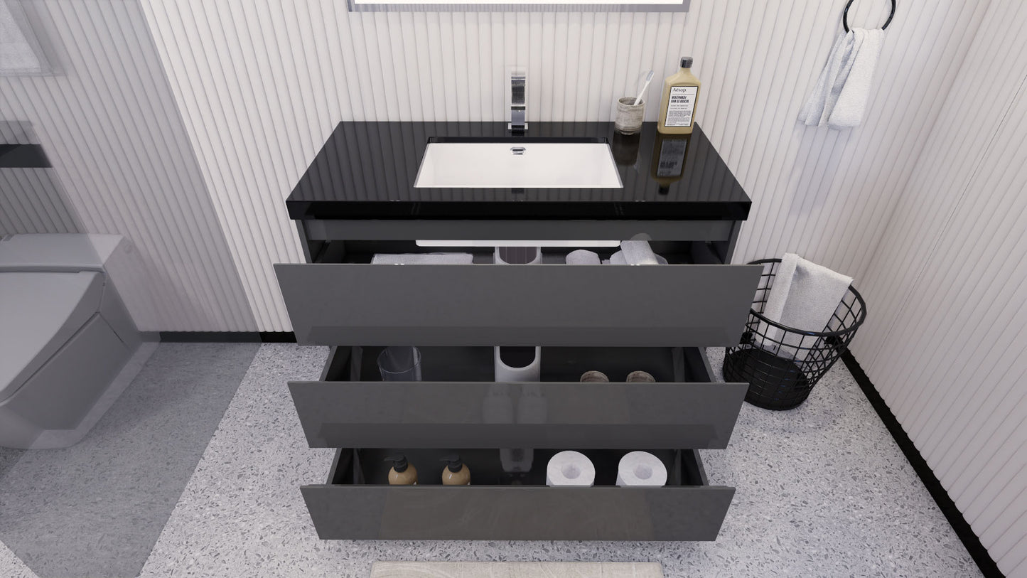 Stanley 42" Freestanding Bathroom Vanity with Reinforced Acrylic Integrated Sink Top