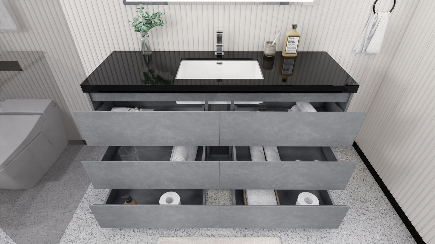 Stanley 60" Freestanding Bathroom Vanity with Reinforced Acrylic Integrated Sink Top
