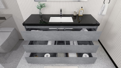 Stanley 60" Freestanding Bathroom Vanity with Reinforced Acrylic Integrated Sink Top