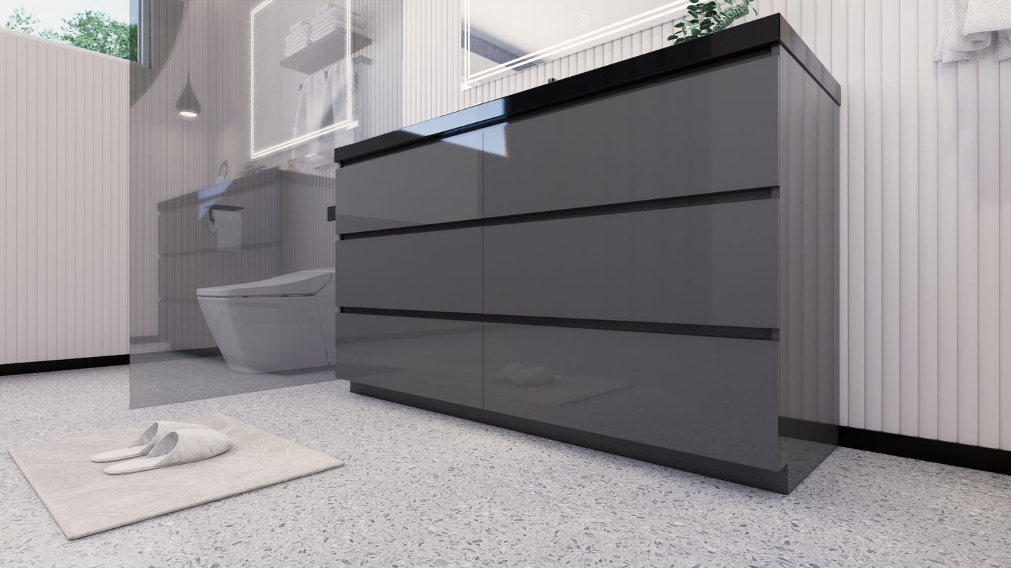 Stanley 60" Freestanding Bathroom Vanity with Reinforced Acrylic Integrated Sink Top