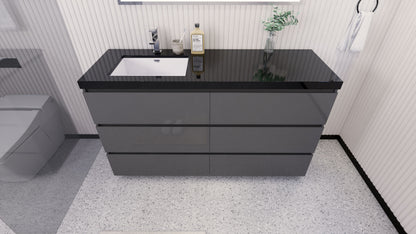 Stanley 60" Freestanding Bathroom Vanity with Reinforced Acrylic Integrated Sink Top