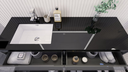 Stanley 60" Freestanding Bathroom Vanity with Reinforced Acrylic Integrated Sink Top