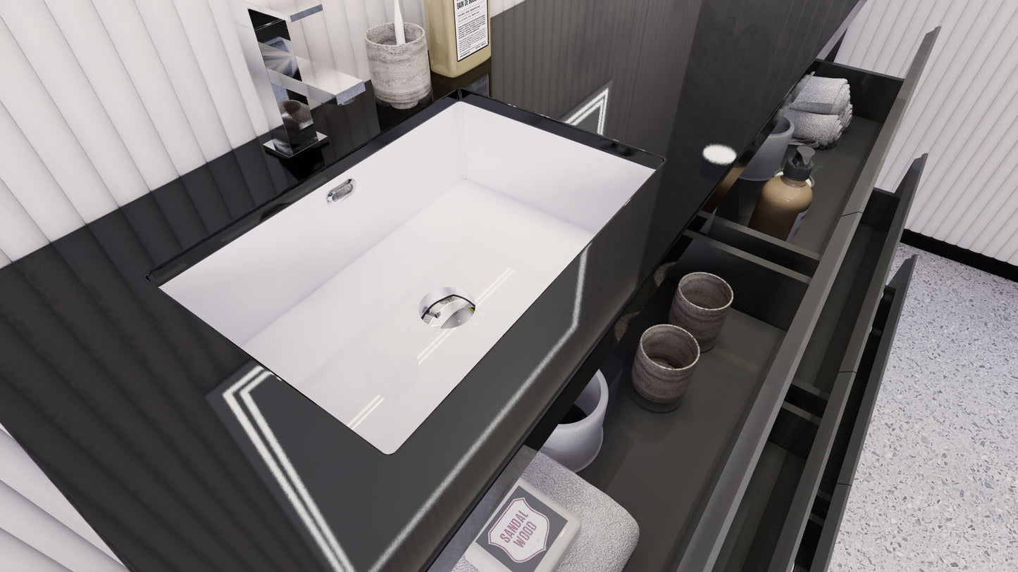 Stanley 60" Freestanding Bathroom Vanity with Reinforced Acrylic Integrated Sink Top