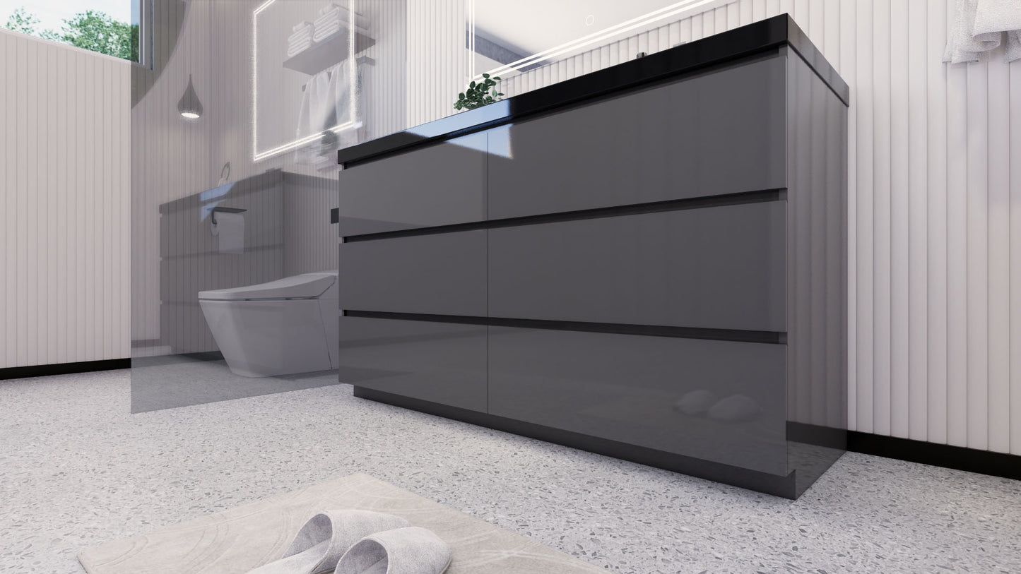 Stanley 60" Freestanding Bathroom Vanity with Reinforced Acrylic Integrated Sink Top