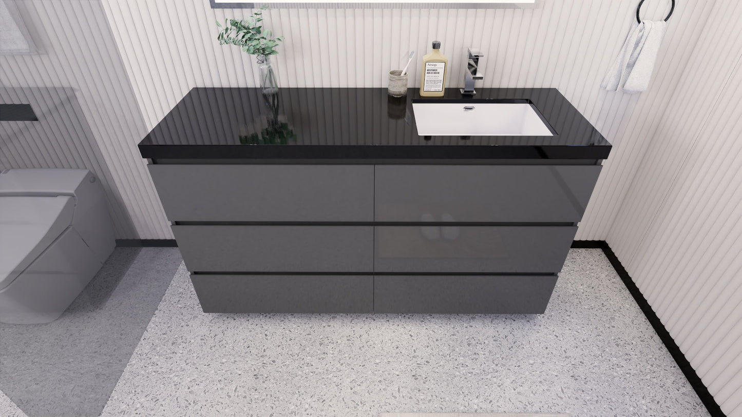 Stanley 60" Freestanding Bathroom Vanity with Reinforced Acrylic Integrated Sink Top