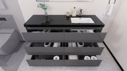 Stanley 60" Freestanding Bathroom Vanity with Reinforced Acrylic Integrated Sink Top