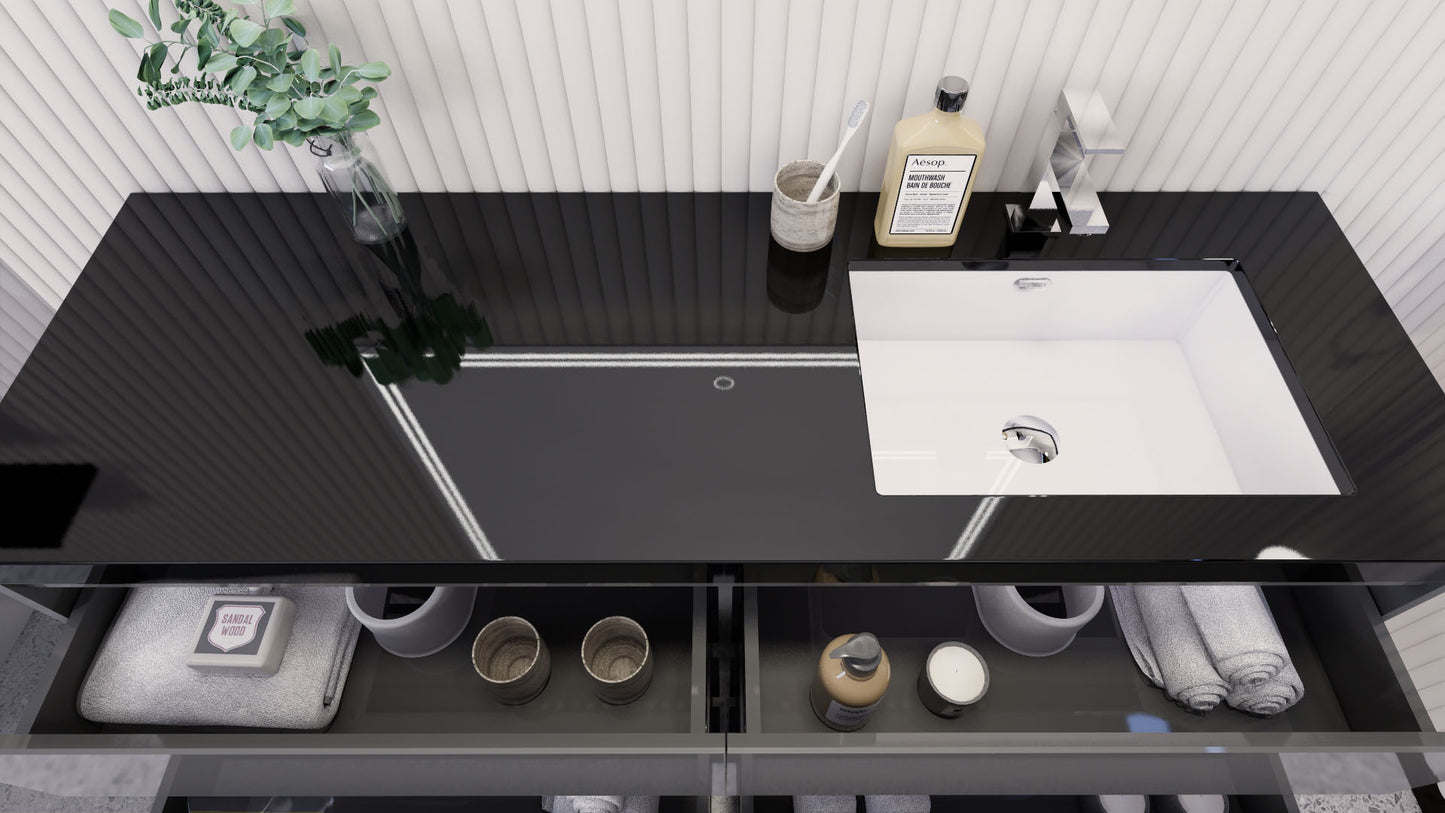 Stanley 60" Freestanding Bathroom Vanity with Reinforced Acrylic Integrated Sink Top