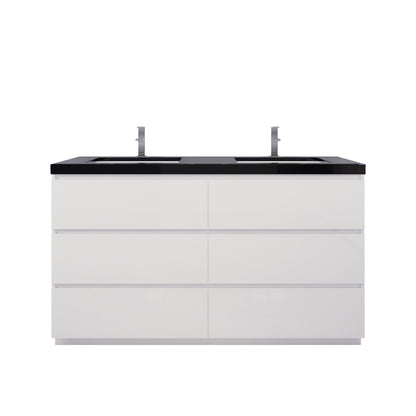 Stanley 60" Freestanding Bathroom Vanity with Reinforced Acrylic Integrated Sink Top