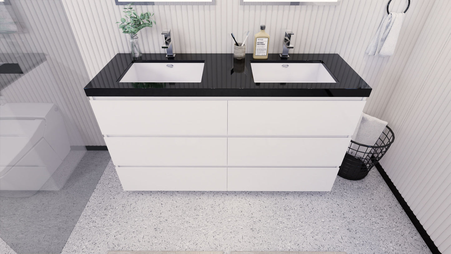 Stanley 60" Freestanding Bathroom Vanity with Reinforced Acrylic Integrated Sink Top