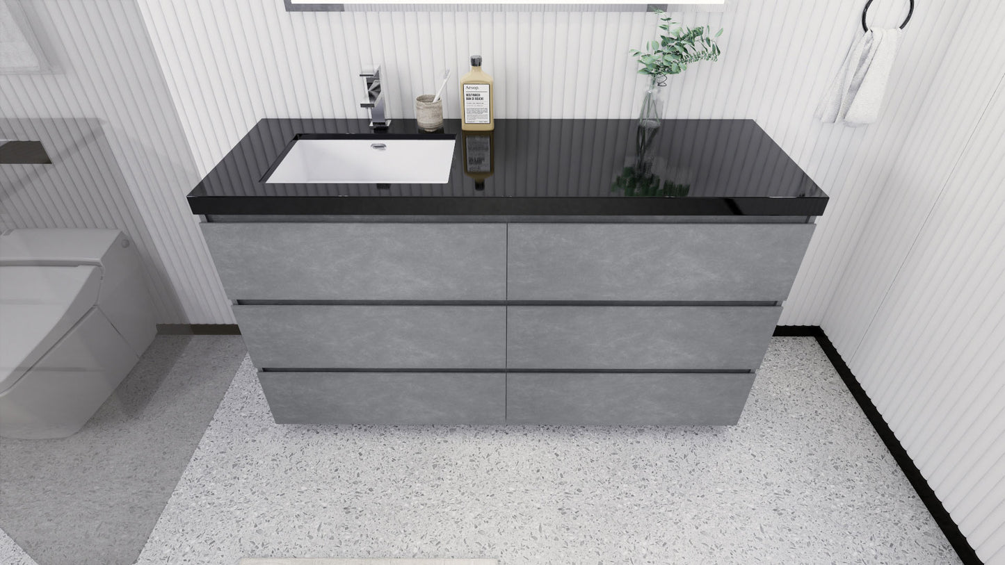 Stanley 60" Freestanding Bathroom Vanity with Reinforced Acrylic Integrated Sink Top