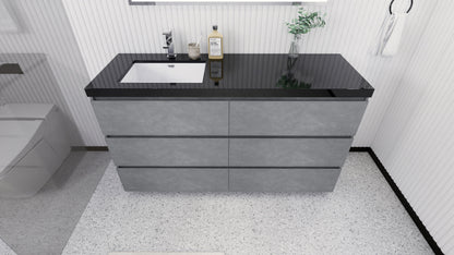 Stanley 60" Freestanding Bathroom Vanity with Reinforced Acrylic Integrated Sink Top