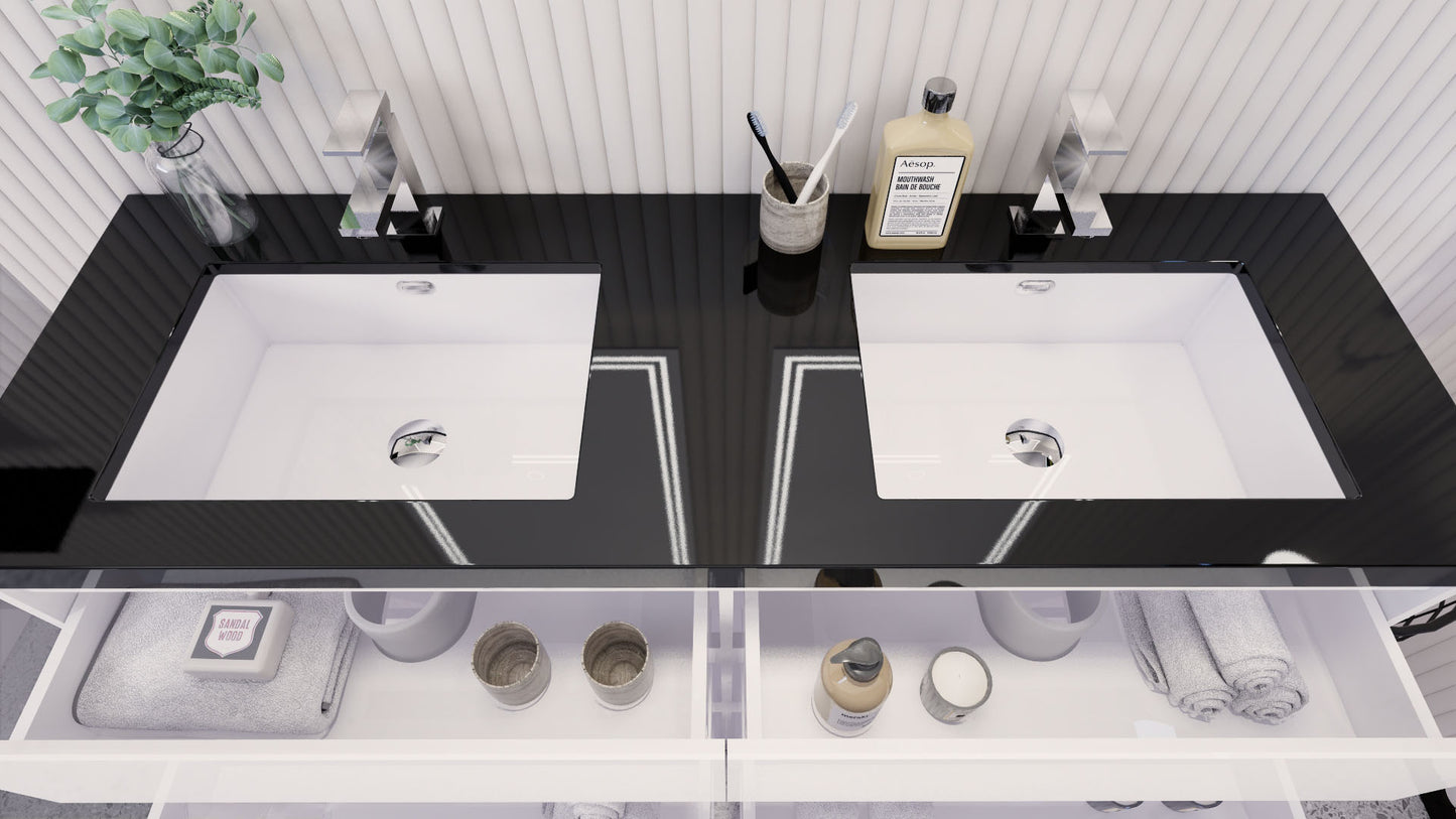 Stanley 60" Freestanding Bathroom Vanity with Reinforced Acrylic Integrated Sink Top