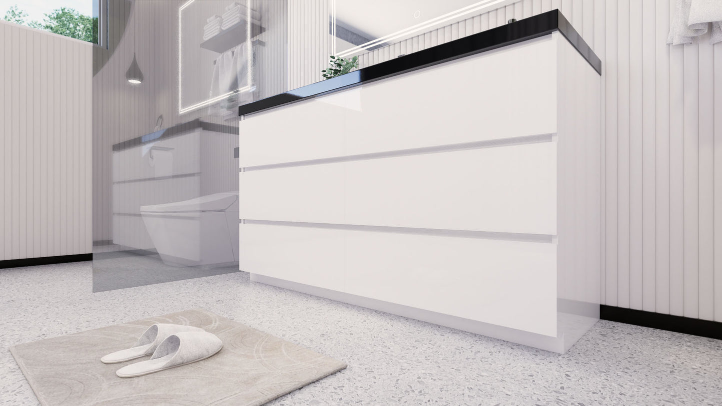 Stanley 60" Freestanding Bathroom Vanity with Reinforced Acrylic Integrated Sink Top