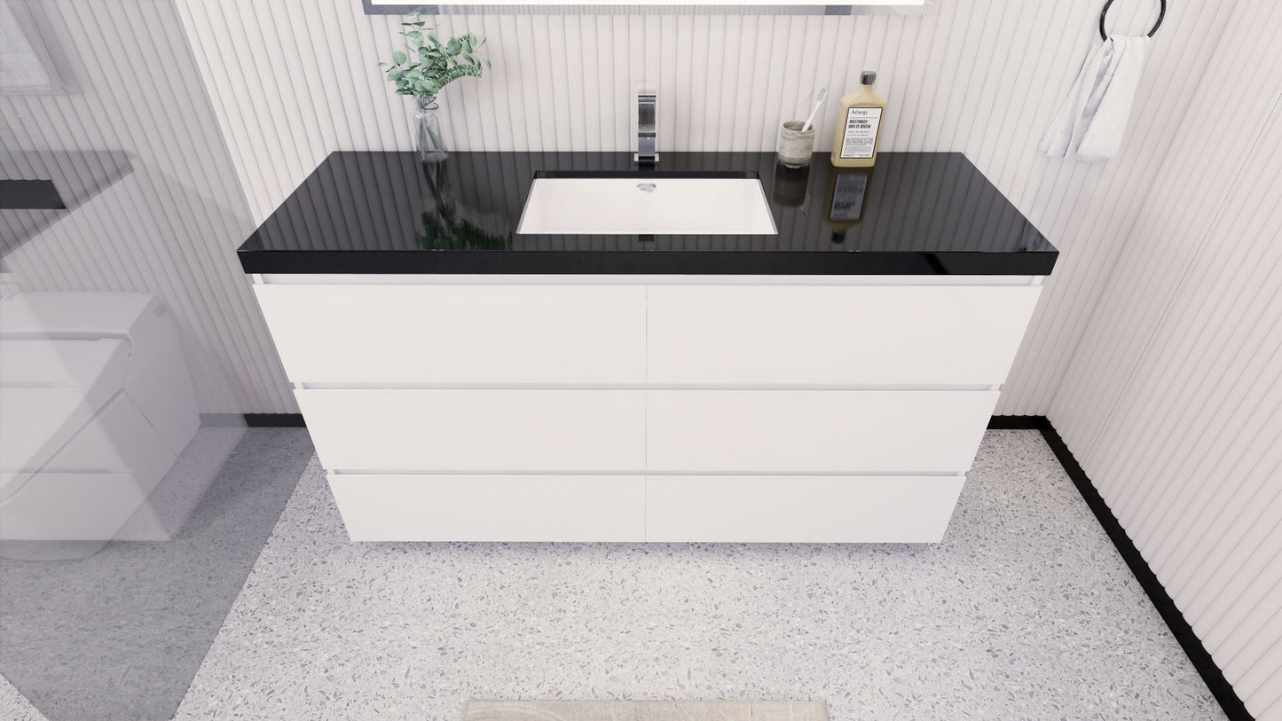 Stanley 60" Freestanding Bathroom Vanity with Reinforced Acrylic Integrated Sink Top
