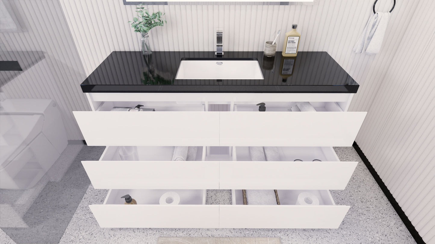 Stanley 60" Freestanding Bathroom Vanity with Reinforced Acrylic Integrated Sink Top