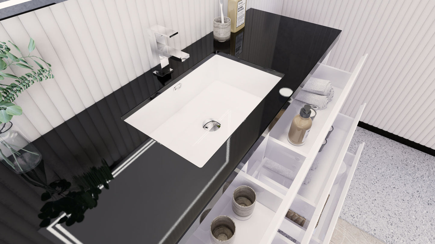 Stanley 60" Freestanding Bathroom Vanity with Reinforced Acrylic Integrated Sink Top
