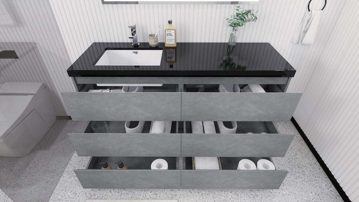 Stanley 60" Freestanding Bathroom Vanity with Reinforced Acrylic Integrated Sink Top
