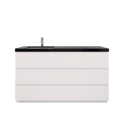 Stanley 60" Freestanding Bathroom Vanity with Reinforced Acrylic Integrated Sink Top