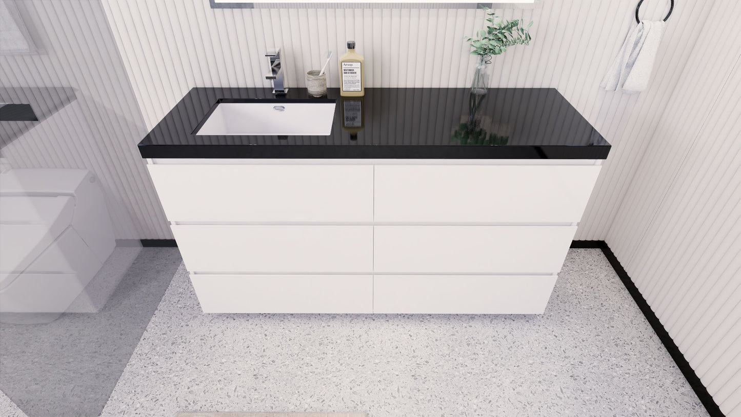 Stanley 60" Freestanding Bathroom Vanity with Reinforced Acrylic Integrated Sink Top