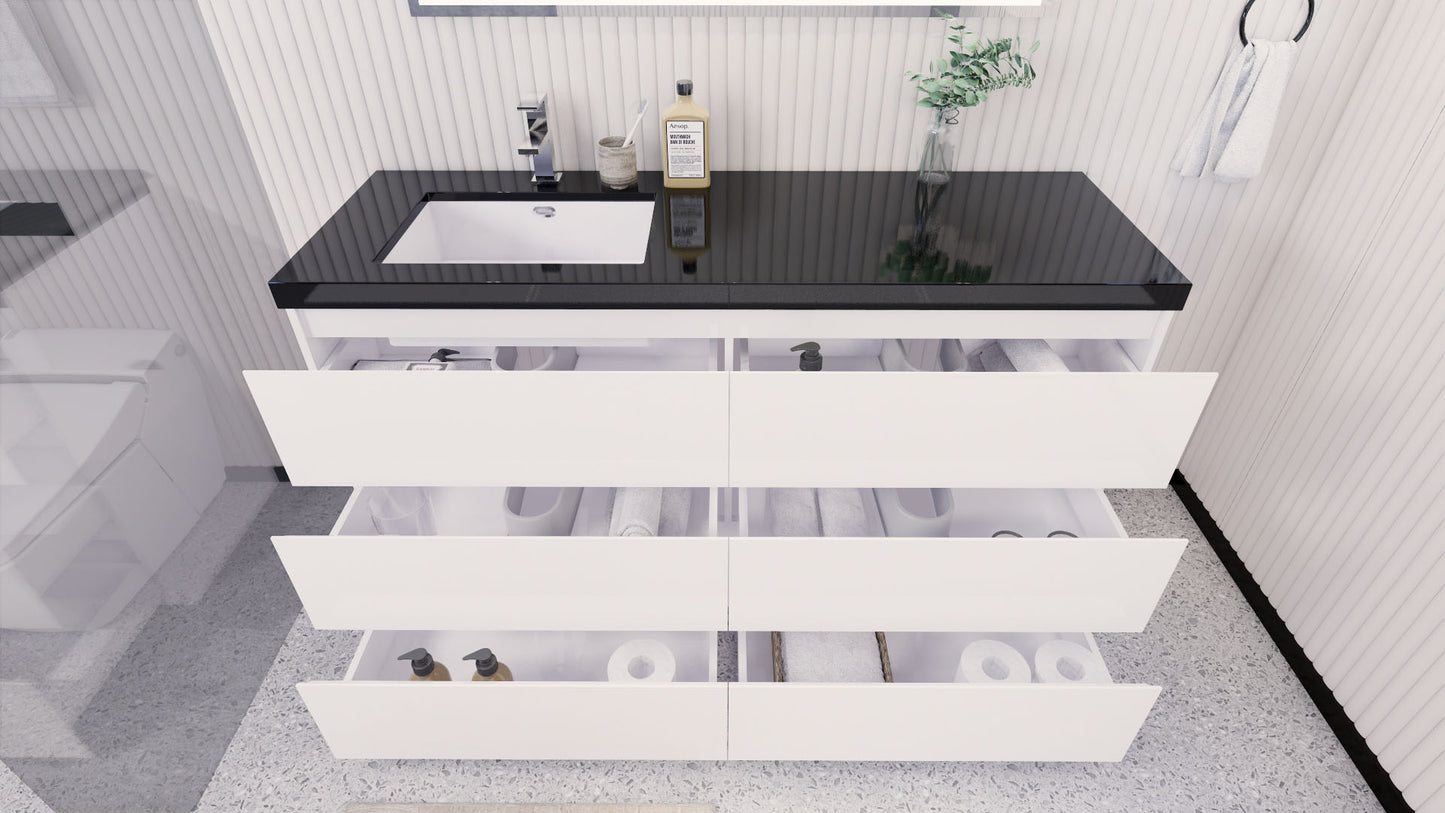 Stanley 60" Freestanding Bathroom Vanity with Reinforced Acrylic Integrated Sink Top