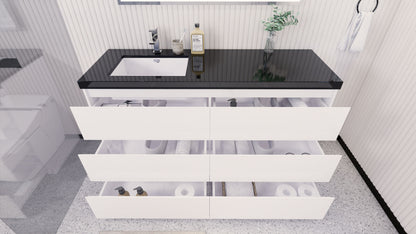 Stanley 60" Freestanding Bathroom Vanity with Reinforced Acrylic Integrated Sink Top