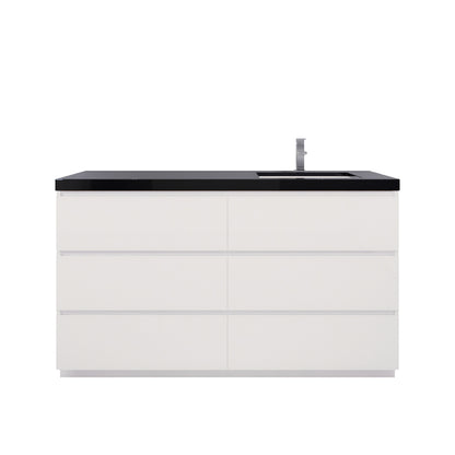 Stanley 60" Freestanding Bathroom Vanity with Reinforced Acrylic Integrated Sink Top