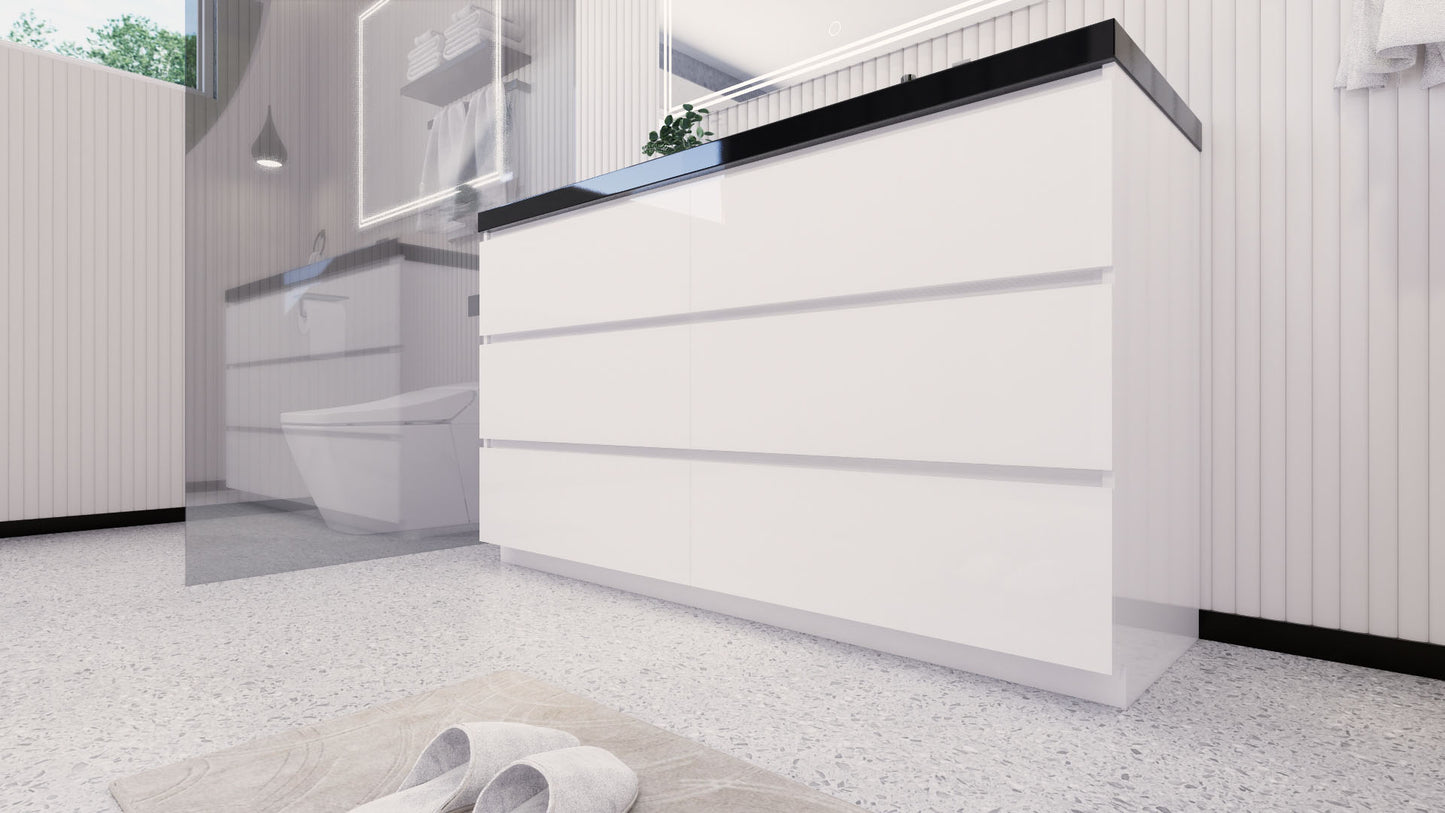 Stanley 60" Freestanding Bathroom Vanity with Reinforced Acrylic Integrated Sink Top