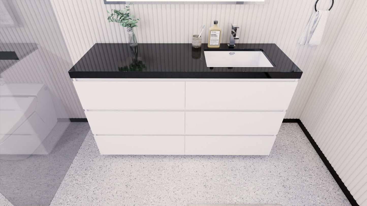 Stanley 60" Freestanding Bathroom Vanity with Reinforced Acrylic Integrated Sink Top