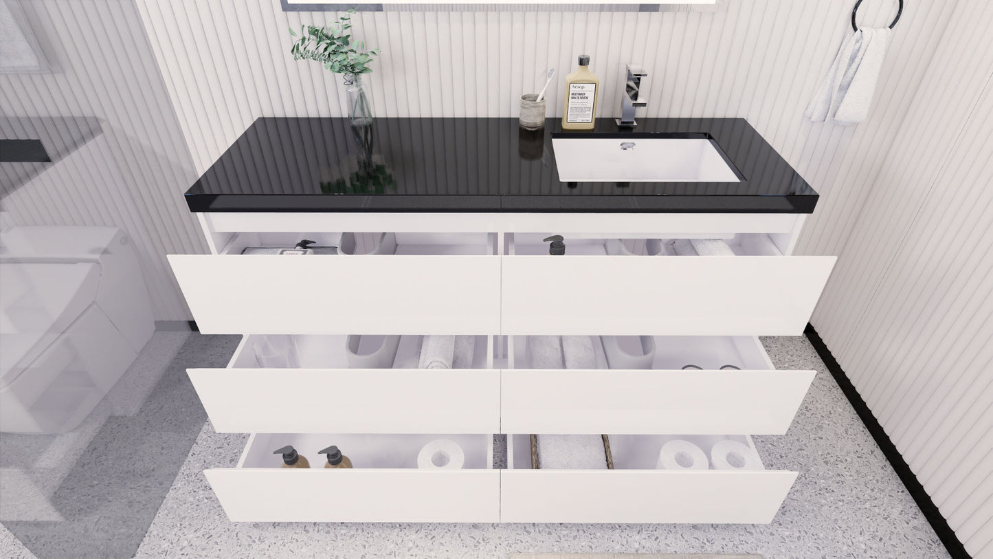 Stanley 60" Freestanding Bathroom Vanity with Reinforced Acrylic Integrated Sink Top