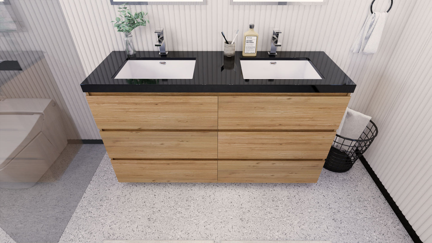 Stanley 60" Freestanding Bathroom Vanity with Reinforced Acrylic Integrated Sink Top