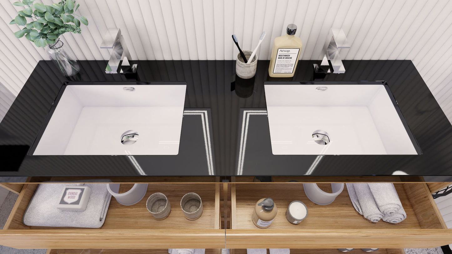 Stanley 60" Freestanding Bathroom Vanity with Reinforced Acrylic Integrated Sink Top