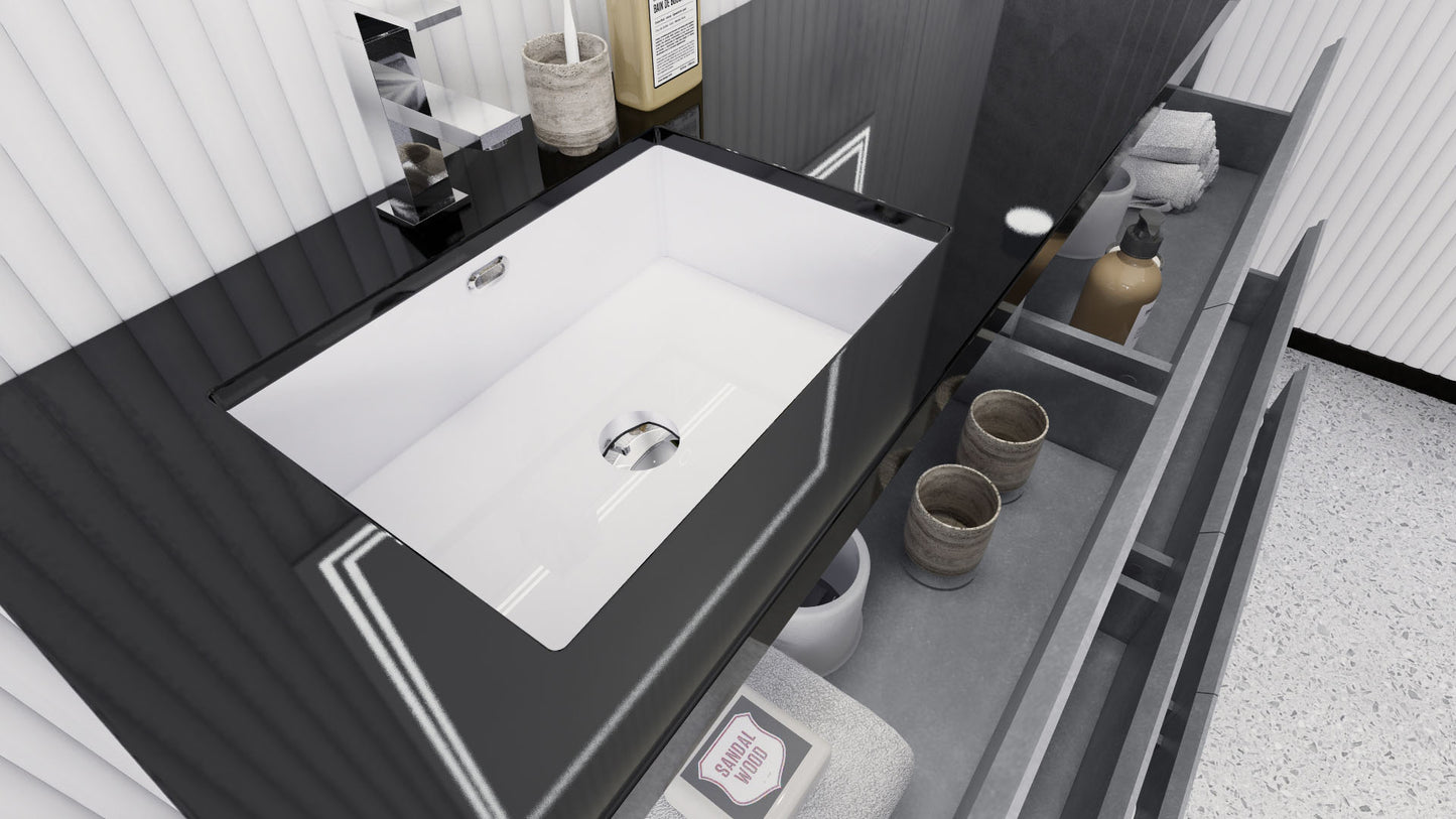 Stanley 60" Freestanding Bathroom Vanity with Reinforced Acrylic Integrated Sink Top