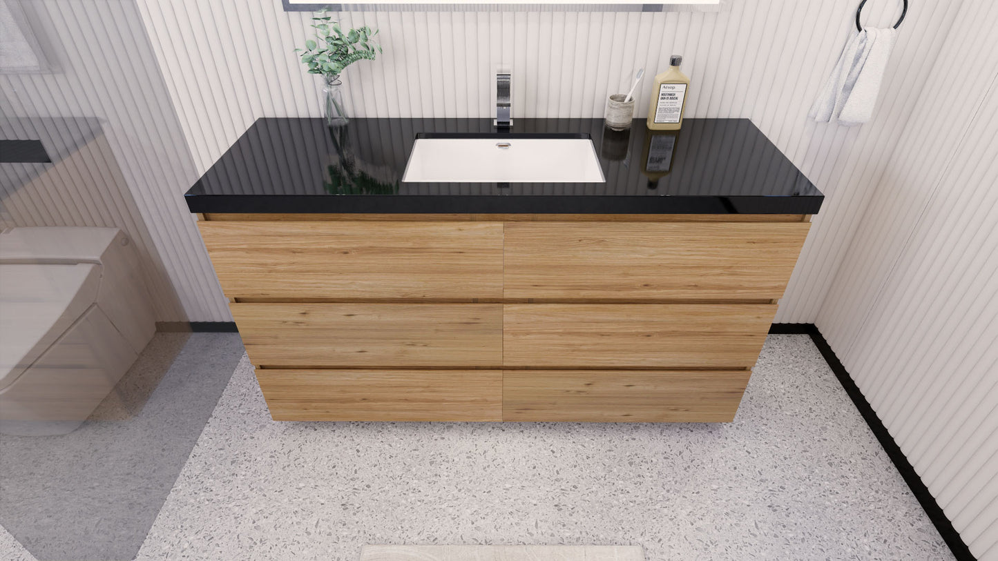 Stanley 60" Freestanding Bathroom Vanity with Reinforced Acrylic Integrated Sink Top