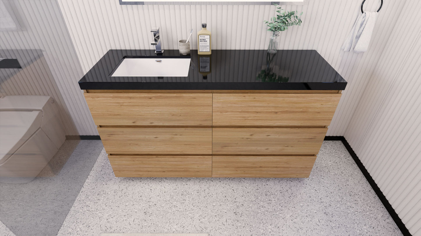 Stanley 60" Freestanding Bathroom Vanity with Reinforced Acrylic Integrated Sink Top