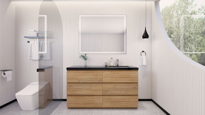 Stanley 60" Freestanding Bathroom Vanity with Reinforced Acrylic Integrated Sink Top